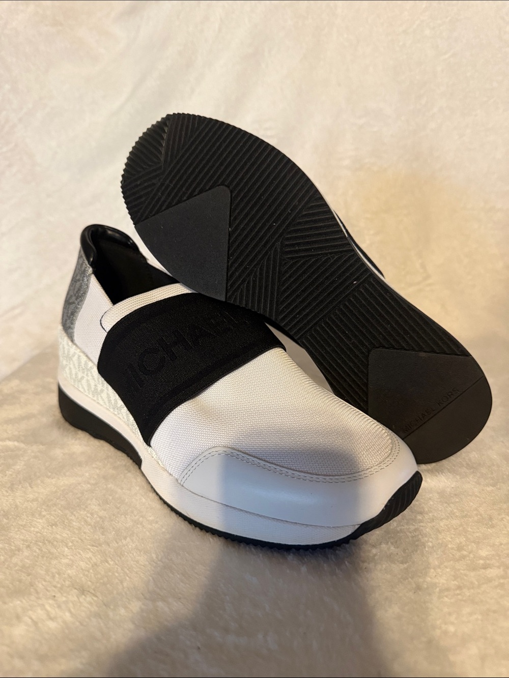Michael Kors White and Black Slip-On Men's Sneaker